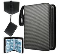 Álbum de Cartas Álbum para Cartas 50 páginas con Capacidad para 400 Cartas Con Cremallera con Folleto Impermeable con 3 Tarjeteros Extraíbles,Regalo para Niños y Niñas (negro)
