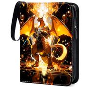 Album de Cartas Coleccionables, 50 páginas, 400 fundas, Album para Cartas con Cremallera, Carpeta Cartas Transparente, Carpeta de Tarjetas de PU Impermeable, Regalo para Niños(amarillo)