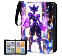 Album de Cartas Coleccionables, 50 páginas, con 400 fundas, Album para Cartas con Cremallera, Carpeta Cartas Transparente, Carpeta de Tarjetas de PU Impermeable, Álbum de recortes(Morado)