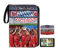 Álbum de Cartas Coleccionables | Álbum de Fútbol de PU con Cremallera y Asa | Para Diferentes Tarjetas de Tamaño Estándar | Regalos de Fútbol Originales para Niños y Niñas (Bayern Múnich)