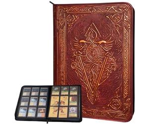 Álbum de Cartas Coleccionables - Carpeta de Tarjetas de 9 Bolsillos Con Cremallera - Album Cromos de Carga Lateral para 360 Cartas - Cuero PU 3D - Para MTG, Disney Lorcana, Magic The Gathering - Rojo