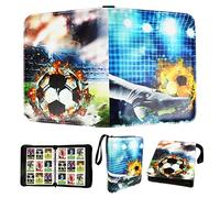 Álbum de Cartas de Fútbol，Álbum de Recortes de Fútbol Carpeta de Tarjetas 9 bolsillos 50 Páginas 900 Álbum，Carpeta de Tarjetas，Álbum de Recortes con Cremallera y Correa de Asa (fútbol-L)