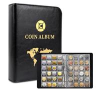 Álbum de Colección de Monedas, 20 Páginas 480 Bolsillos, 25,8 x 20 cm Álbum de Almacenamiento de Monedas con Cremallera, Billetes y Sellos Monetarios