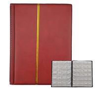 Álbum de Colección de Monedas, Álbumes de Monedas de 250 Bolsillos, 10 Páginas Soporte para Colección de Monedas, Estuche de Colección de Monedas de Cuero para Coleccionar Monedas de Recuerdo (Rojo)