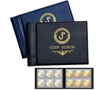Álbum de colección de monedas con 120 bolsillos, juego de 2 cuadrículas de 35x35 mm, para Penny, Toonie, Dime, Pence, Cents, Quarter, níquel negro y azul