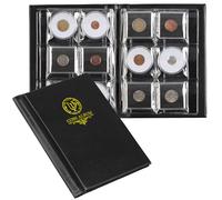 Álbum de colección de monedas con 36 bolsillos, 2,3 x 2,2 pulgadas, con 6 páginas, fundas para álbumes de colección para portamonedas de cierre a presión cuadrados y redondos CS49BK