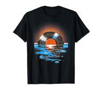 Álbum de discos de vinilo retro hundiéndose en el agua puesta de Camiseta