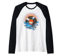 Álbum de discos de vinilo retro hundiéndose en el agua puesta de Camiseta Manga Raglan