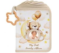 Álbum de fotos, 17 ranuras de tela suave, con anillo en forma de estrella y espejo de seguridad para recuerdo de bebé,