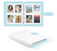 Álbum de Fotos 200 Fotos 2x3 Pulgadas, Álbum de Cuero PU con Páginas, Compatible con Fujifilm Instax Mini 12 11 9 8+ 8 99 40 90 7 Evo LiPlay, Polaroid Snap/PIC-300 Cámaras Instantáneas (Azul-Blanco)