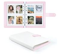 Álbum de Fotos 200 Fotos 2x3 Pulgadas, Álbum de Cuero PU con Páginas, Compatible con Fujifilm Instax Mini 12 11 9 8+ 8 99 40 90 7 Evo LiPlay, Polaroid Snap/PIC-300 Cámaras Instantáneas (Rosa-Blanco)