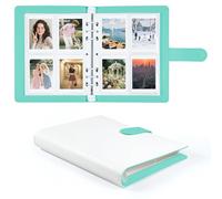 Álbum de Fotos 200 Fotos 2x3 Pulgadas, Álbum de Cuero PU con Páginas, Compatible con Fujifilm Instax Mini 12 11 9 8+ 8 99 40 90 7 Evo LiPlay, Polaroid Snap/PIC-300 Cámaras Instantáneas (Verde-Blanco)