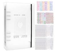 Álbum de Fotos A5 Binder Kpop mini Photocards 4" Archivadores con Anillas Carpeta de 6 Agujeros + 30 Hojas de 4 Compartimentos para Fotos Tarjetas, Sellos con Pegatinas Adhesivos Alfanuméricos