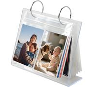 Álbum de Fotos Acrílico con 68 Bolsillos - Álbum Fotográfico de Escritorio con Diseño Flipbook y Anillas, Photocards Kpop, Tarjetas y Recuerdos - Pequeño álbum de fotos transparente de escritorio