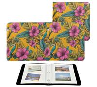 Álbum de fotos autoadhesivo con hojas tropicales, flores, tucanes, amarillo, 15,2 x 20,3 cm