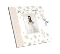 Álbum de Fotos Comunión Niña Portada Personalizable con Foto | Diseño margaritas, Libro Recuerdo con 44 Páginas a Todo Color | Tapa Dura con Cierre de Lazo. Medidas 27x29 cm
