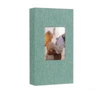 Álbum de fotos con 300 ranuras para fotos de 4 x 6 pulgadas y cubierta texturizada de lino para una presentación visual consistente (verde oscuro)