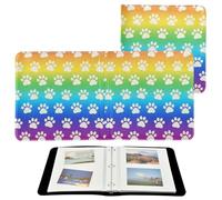 Álbum de fotos con estampado de huellas de arcoíris colorido, páginas autoadhesivas, 15,2 x 20,3 cm