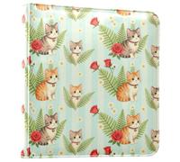 Álbum de fotos con tapa de piel sintética con diseño de gatito floral | Álbum de recortes para manualidades, páginas autoadhesivas, 20 hojas desmontables, para bodas, bebés, viajes, graduación