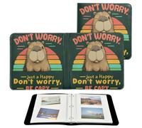 Álbum de fotos con texto en inglés "Don't Worry Be Capy", páginas autoadhesivas de 4 x 6, 6 x 8 pulgadas