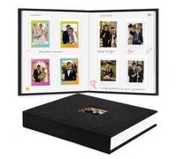 Álbum de fotos de 128 bolsillos con espacio de escritura, ventana frontal, álbumes de fotos Polaroid de 3 pulgadas, compatible con Fujifilm Instax Mini 90 7+ 8 9 11, Polaroid 300, HP Sprocket, tarjetas fotográficas K-pop (negro)
