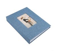 Álbum de fotos de 2 x 3 pulgadas con cubierta de lino refinado y 42 soportes para 208 fotos para diario visual estructurado (azul)