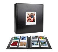 Álbum de fotos de 256 bolsillos para fotos instantáneas Polaroid i-Type/600/SX-70, compatible con Fujifilm Wide 300/400, tapa dura de cuero vegano con ventana frontal (negro)