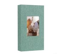 Álbum de fotos de 300 bolsillos de 4 x 6 pulgadas, cubierta de lino, diseño deslizante, libro de fotos familiar para almacenamiento a largo plazo, fundas de fotos de plástico transparente (verde
