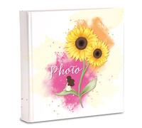 Álbum de fotos de 31 x 31/40 hojas (80 páginas) de cartón intercalado con papel impreso con acabado plastificado mate, girasoles