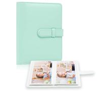 Álbum de fotos de 4 x 6 fotos, 68 bolsillos, pequeña capacidad, funda de piel vegana, cartera portátil, álbum de fotos para niños, niñas, cumpleaños, bodas (menta)