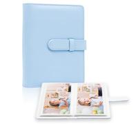 Álbum de fotos de 4 x 6 fotos, 68 bolsillos, pequeña capacidad, funda de piel vegana premium, cartera portátil, álbum de fotos para niños, niñas, cumpleaños, bodas (azul)
