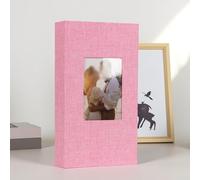 Álbum de fotos de 4 x 6 pulgadas, con 300 bolsillos, cubierta de tela de lino, álbumes de fotos de 6 pulgadas, libro de almacenamiento de papel (rosa)