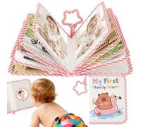 Álbum de fotos de bebé con cubierta de tela suave y espejo a prueba de niños. Mi primer álbum familiar tiene capacidad para 17 fotos de 16,5 x 11,2 cm para recién nacidos (rosa)