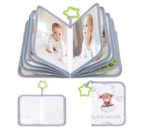 Álbum de fotos de bebé de tela para 17 fotos, 10 x 15 cm, mi primer álbum de fotos, álbum de recuerdos con ganchos, regalo para recién nacidos, niños pequeños y niños (blanco grisáceo)