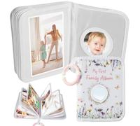 Álbum de fotos de bebé para 17 fotos con espejo de seguridad y colgante | Libro de fotos de tela suave y álbum de recuerdos, libro de mi primer álbum familiar para recién nacidos, niños