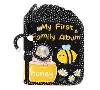 Álbum de fotos de bebé suave - Capacidad para 17 fotos de 4 x 6 pulgadas, con espejo de seguridad y gancho, mi primer libro de fotos para recién nacidos, regalo perfecto para bebé