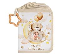 Álbum de fotos de bebé suave con espejo de gancho, mi primer álbum de fotos para recién nacidos, álbum de fotos duradero para bebés de 17 fotos de 6 x 4, dulce recuerdo para niños pequeños