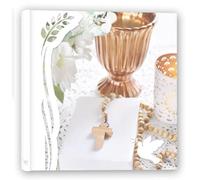 Álbum de fotos de comunión 31 x 31 cm, 20 páginas libres y para pegar, álbum de primera comunión con 20 páginas y papel de seda (cáliz y cruz sobre misal)