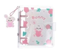 Álbum de Fotos de Dibujos Animados PVC Rosa 3 Anillas | Hojas Sueltas, Superficie Lisa y Transparente, para Tarjetas y Recibos, Viaje y Manualidades