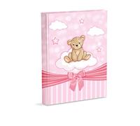 Álbum de fotos de nacimiento con diario 23 x 30 cm, 56 páginas en blanco y 4 páginas personalizables en cartón grueso y resistente intercalado con pergamino, rosa