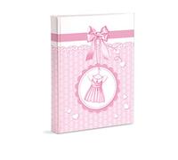 Álbum de fotos de nacimiento con diario 23 x 30 cm, 56 páginas en blanco y 4 páginas personalizables en cartón grueso y resistente intercalado con pergamino, rosa