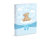 Álbum de fotos de nacimiento con diario 23 x 30 cm, 56 páginas en blanco y 4 páginas personalizables en cartón grueso y resistente intercalado con pergamino, azul claro