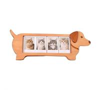 Álbum de fotos de perro de 3 pulgadas, marco de bambú en forma de gato, exhibición de múltiples imágenes para recuerdos de mascotas, decoración de escritorio para el hogar, oficina, regalo para los