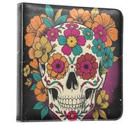 Álbum de fotos de piel sintética con diseño de calavera de azúcar | Libro de recortes de bricolaje, carpeta de anillos recargable, 20 hojas desmontables, regalo para recuerdo de recuerdos