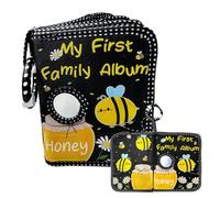 Álbum de fotos de primer año - Libro de memoria de bebé de peluche, Honey Bee temática Keepsak Journal | Pantalla de imagen de 4x6 pulgadas, regalo para niños pequeños de género, accesorio de