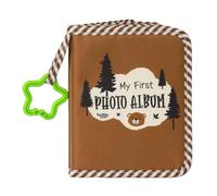 Álbum de fotos de tela suave con temática de bosques para niños, hitos de primer año, diseño seguro de bordes redondeados, libro de almacenamiento de recuerdos de bebé, tela