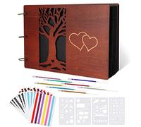 Álbum de Fotos Familiar de Madera-Álbum de Recortes 100 Páginas, DIY Álbum de Recortes del Diario de Recuerdos Autoadhesivo, Scrapbook Álbum de Fotos de Regalo Para Boda, Cumpleaños, Aniversario, Bebé