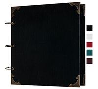 Álbum de fotos grande de piel de 30,5 x 30,5 cm, 80 páginas, para manualidades, boda, aniversario, familia, álbum de recortes (negro, 30,5 x 30,5 cm)