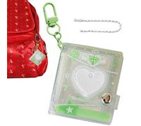 Álbum de fotos llavero - Libro de tarjetas corazón con 24 fundas | Mini archivador de álbumes llavero en forma de corazón, con claro y brillante, para almacenamiento de exhibición de viaje