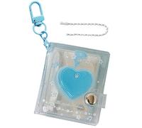 Álbum de fotos llavero - Libro de tarjetas corazón con 24 fundas | Mini archivador de álbumes llavero en forma de corazón, con claro y brillante, para almacenamiento de exhibición de viaje